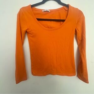 Zara Vibrant Orange Long Sleeve Top
